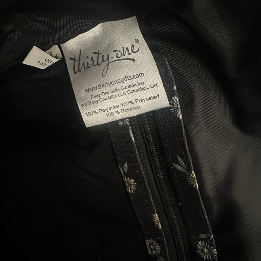 Thirty-One Black Floral Backpack with Brown Accents - Picture 4 of 4